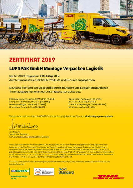 Dhl Gogreen Zertifikat Lufapak